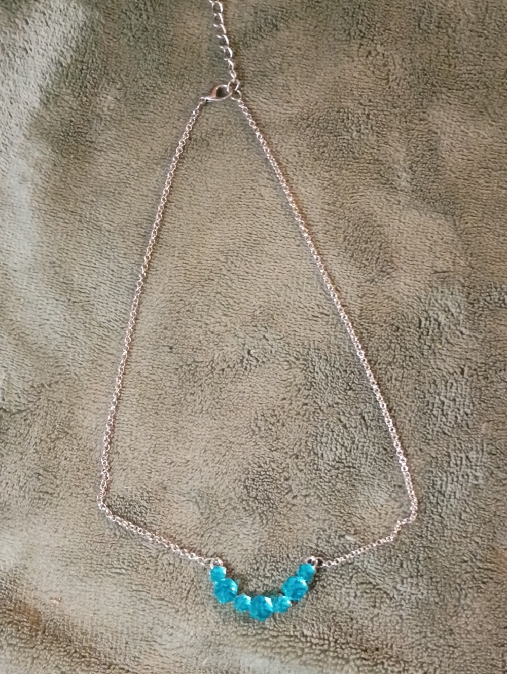 Paparazzi Delicate Silver Necklace with Turquoise Crystal Beads